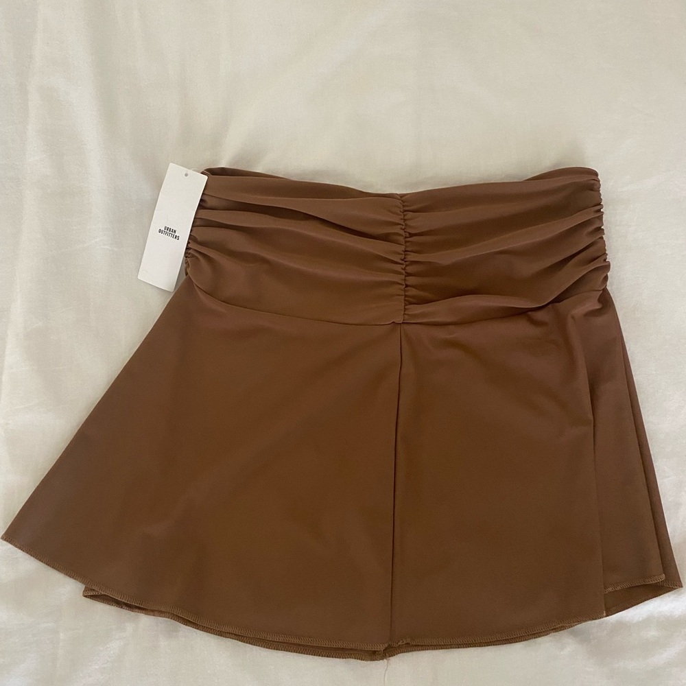 Urban Outfitters Ruched Mini Skirt in Brown
